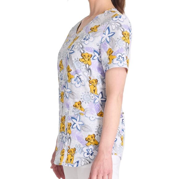 Scrubstar V-Neck Disney Simba Lion King Scrub Top Womens Short Sleeve Very Soft - Picture 8 of 10